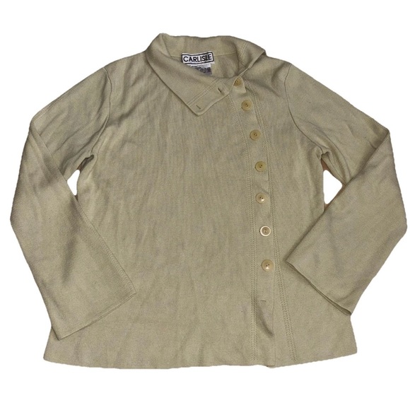 Carlisle Silk & Cashmere Asymmetrical Button Granny Cardigan Sweater Sz Medium - Picture 1 of 8